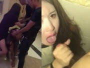 Asian KTV room group sex game