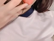 Asian cute girl takes selfie masturbation